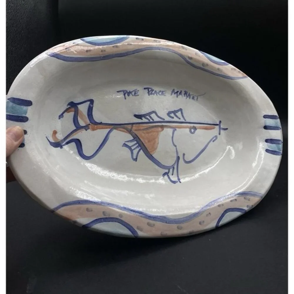 Pike Place Fish Market Lorna Smith Studio Pottery Large Serving Bowl Seattle WA